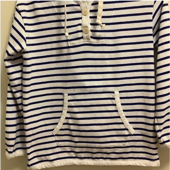 J. CREW Pullover Hoodie Women's XXS Striped Cotton Navy Blue With Pocket, CB71 - Picture 5 of 8